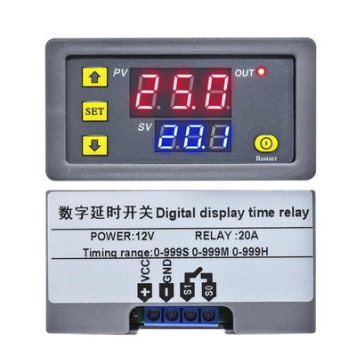 W1018 Dc 12V Timing Delay Relay Module Cycle Timer Digital Led Time Dual Display Thermolator With