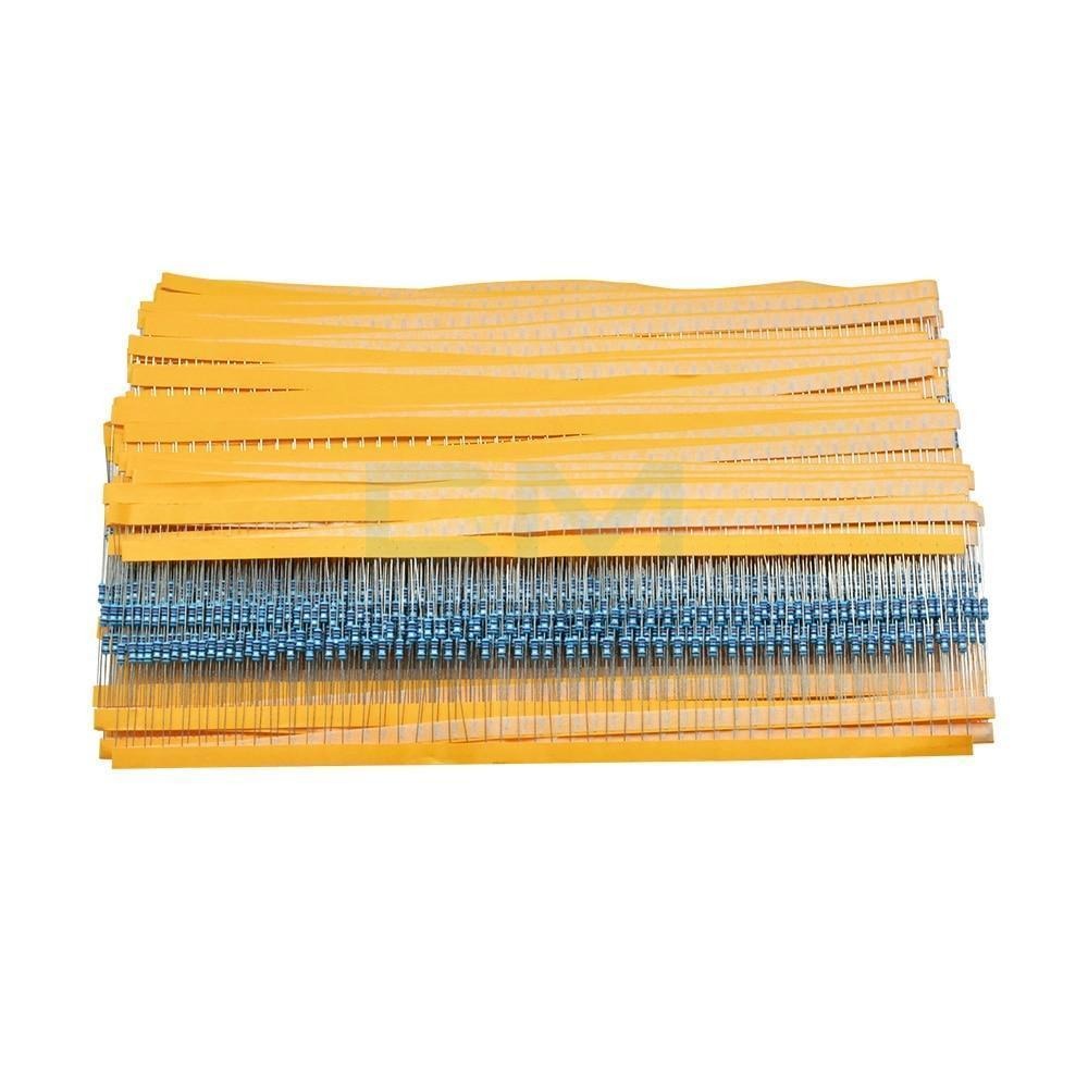 100Pcs 1/4W 0.25W Metal Film Resistor +1% 1% 0R 10M 0Ohm 10Ohm 100R 220R 330R 1K 1.5K 2.2K 3.3K 4.7K