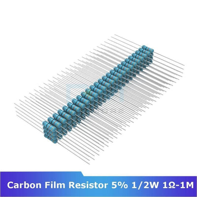 100Pcs Diymore Carbon Film Resistor 5% 1/2W 0.5W 1R 1M Ohm Resistance 1% +1% Electronic Kit 1K 2.2K