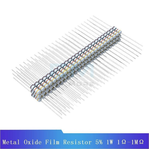 100Pcs Diymore Metal Oxide Film Resistor 5% 1W 1R 1M Resistance Ohm +5% Diy Electronic 1K 2.2K 4.7K