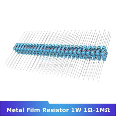 100Pcs Metal Film Resistor 1% +1% 1W 1R 1M Ohm 1K 2.2K 4.7K 5.1K 6.8K 10K 15K 22K 47K Resistance