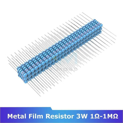 100Pcs Metal Film Resistor 3W 1R 1M Ohm Resistance 2.2R 4.7R 5.1R 10R 20R 22R 47R 1% +1% Diy