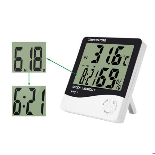 Htc-1 Lcd Digital Thermometer Hygrometer Weather Station Temperature Humidity Desk Alarm Clock