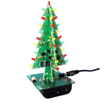 3D Christmas Tree LED Flashing Light DIY Kit 3 Colors Red Green Yellow LED Flash Circuit Kit Without Batteries