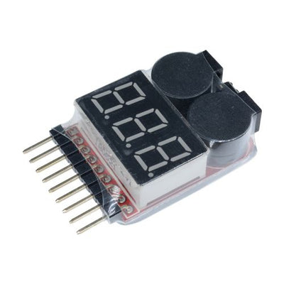 1-8S Lipo Li-ion Fe Battery Voltage 2IN1 Tester Low Voltage Buzzer Alarm