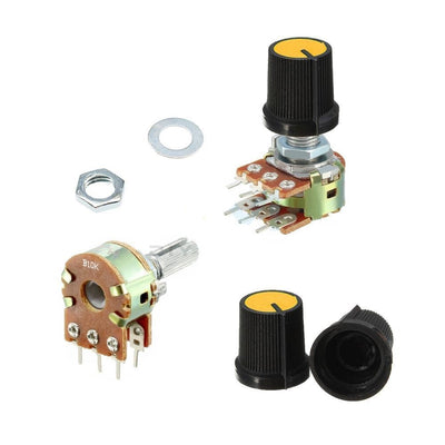 5Pcs Potentiometer B1K B2K B5K B10K B20K B50K B100K B250K B500K B1M Resistor Linear Taper Rotary Cap