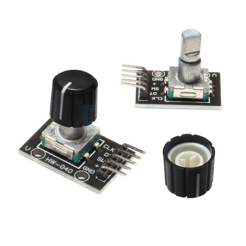 5PCS lot KY-040 360 Degrees Rotary Switch Encoder Module with 15x13.5 mm Potentiometer Half Shaft Hole Knob Caps for Arduino