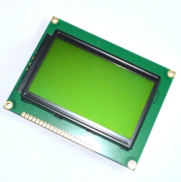 5pcs/lot 128*64 DOTS LCD module 5V Yellow and green screen 12864 LCD with backlight ST7920 Parallel port