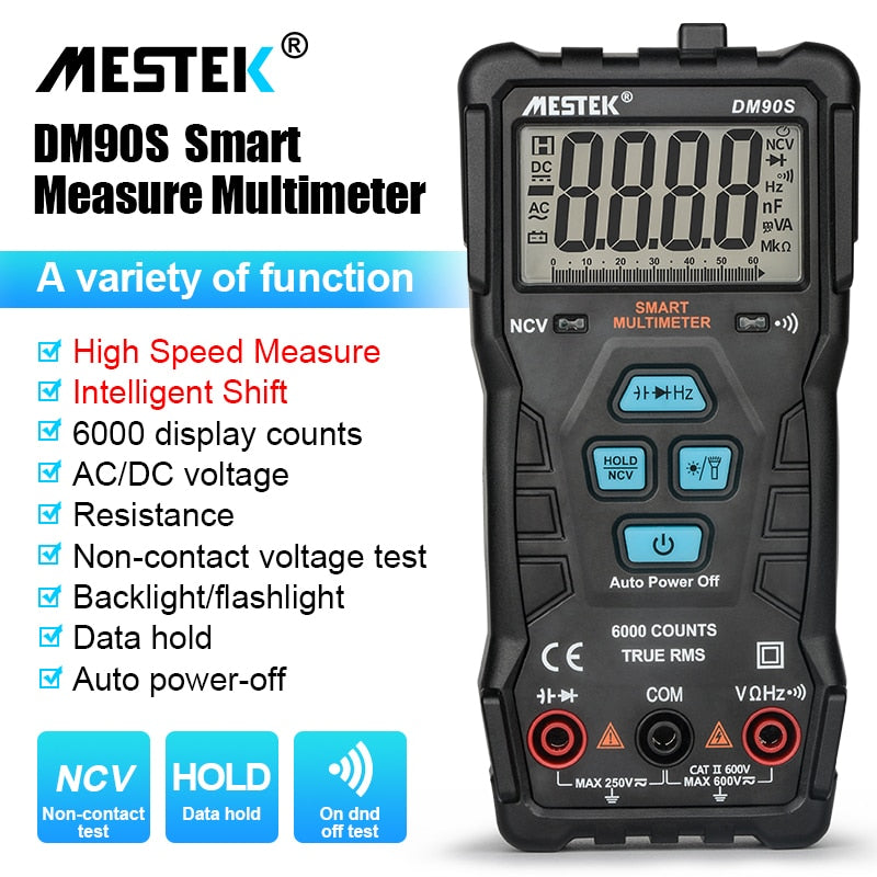 Digital Multimeter 6000 Counts AC/DC Ammeter Fuse Alarm Diode Volt Ohm Tester