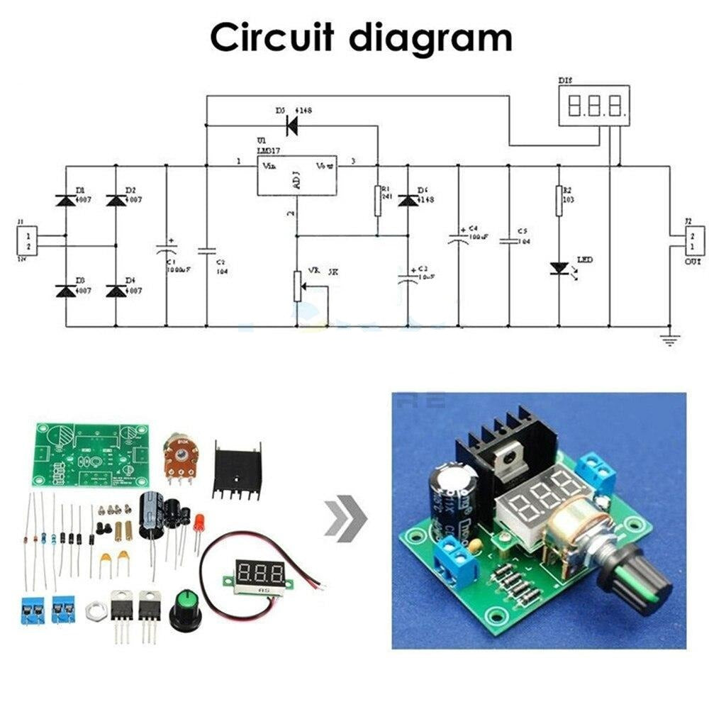 LM317 Digital Display Adjustable Regulated Power Supply Module DIY Kits