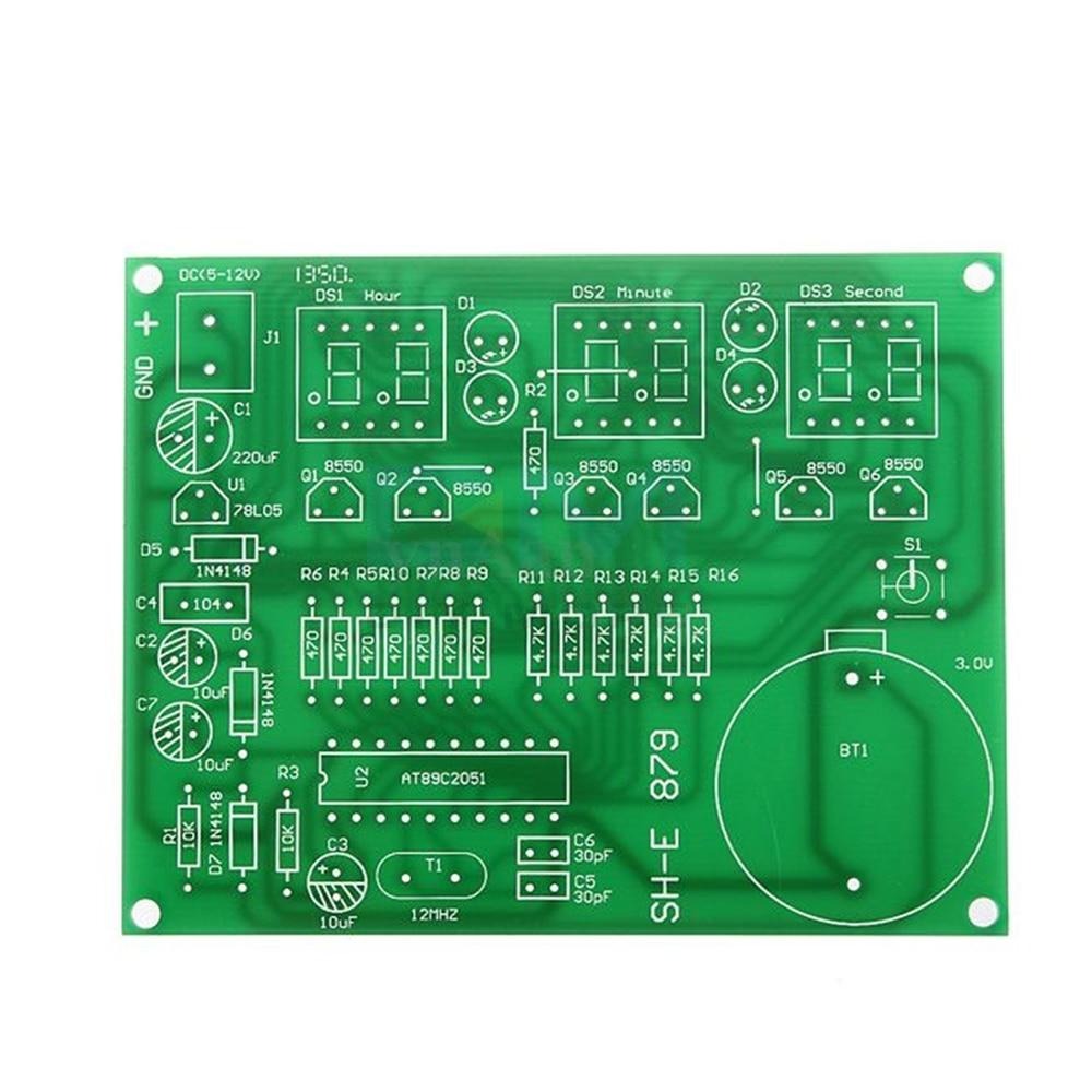 DIY Kit Module 9V-12V AT89C2051 6 Digital Tube LED Electronic Clock Parts Components Suite Diy Electronic PCB Board