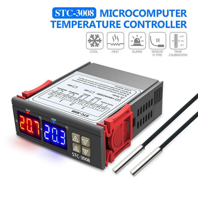 Stc-3008 110-220V Digital Temperature Thermostat Controller Dual Led Ntc Probe