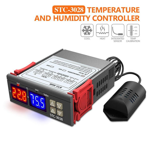 Ac110-220V 10A Stc-3028 Dual Led Temperature Humidity Control Thermostat+Probe Sensor Module