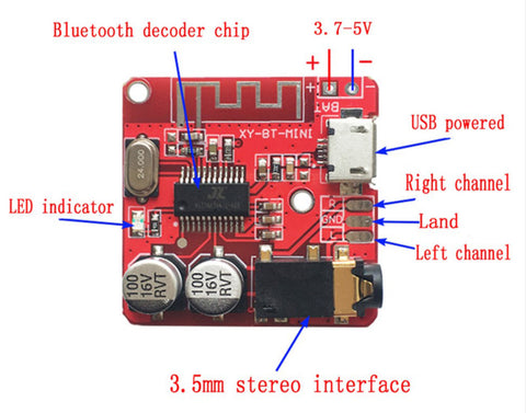 XY-BT-Mini For Audio Receiving Board Bluetooth 5.0 MP3 lossless Decoder Board Wireless Stereo Music Module 3.7-5V