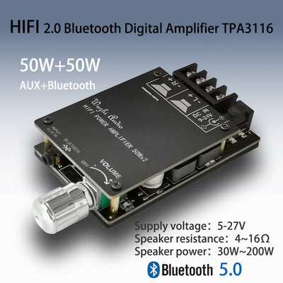 ZK-502C HIFI Stereo Bluetooth 5.0 TPA3116 Digital Power Audio Amplifier board TPA3116D2 50WX2 Stereo AMP Amplificador