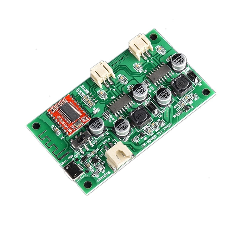 DC 5V 3.7V 6W + 6W Stereo Bluetooth Receiver Amplifier Board Lithium Battery Powered