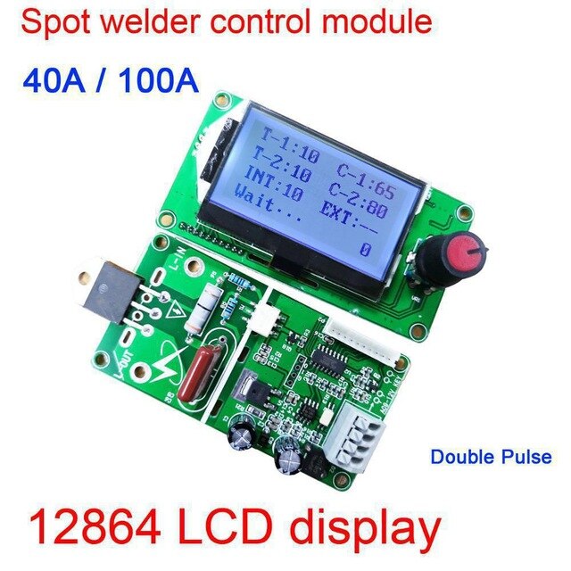 100A / 40A LCD Display Digital Double Pulse Encoder Spot Welder Welding Machine Transformer Controller